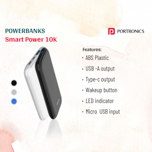 Portronics 10K Powerbank - Black and White