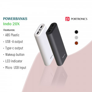 Portronics Indo 20X Powerbank - White and Black