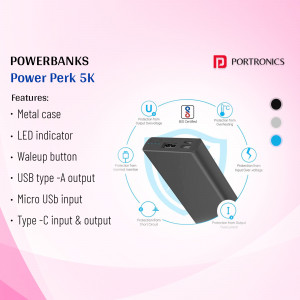 Portronics Power Perk 5K Powerbank - Black