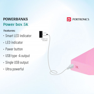 Portronics Powerbox 5K Powerbank with features listed