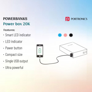 Portronics Power Box 20K power bank with features listed