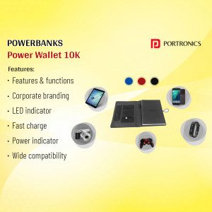Portronics Power Wallet 10K powerbank with features and device compatibility