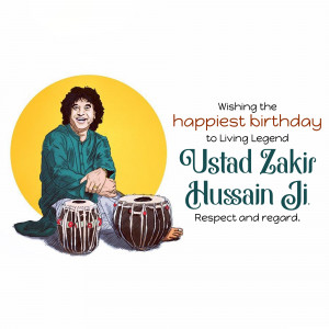 Image of Ustad Zakir Hussain with Tabla on his birthday