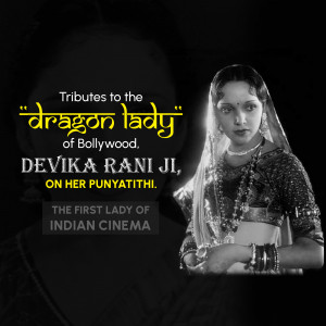 Black and white portrait of Devika Rani, a pioneer of Indian cinema.