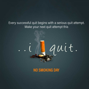 Image depicting a crushed cigarette with the text 'I Quit' and 'No Smoking Day'.