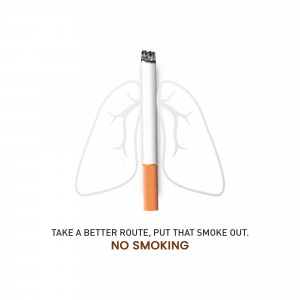 Illustration of lungs with a cigarette, promoting anti-smoking message.