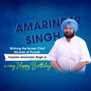 Portrait of Captain Amarinder Singh with birthday greetings