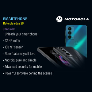 Motorola Edge 20 smartphone with key features highlighted