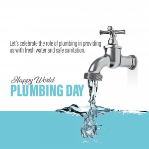 A silver faucet with water flowing from it, celebrating World Plumbing Day.