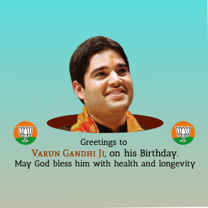Portrait of Varun Gandhi with birthday wishes