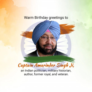 Portrait of Captain Amarinder Singh with Indian flag background