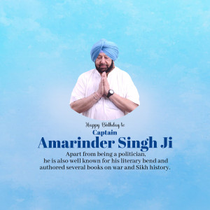 Portrait of Captain Amarinder Singh with birthday wishes