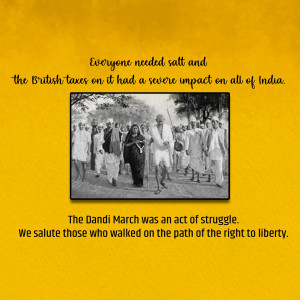 Black and white photograph of Mahatma Gandhi leading the Dandi March against the British salt tax.