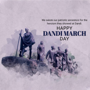 Statue depicting Mahatma Gandhi leading the Dandi March