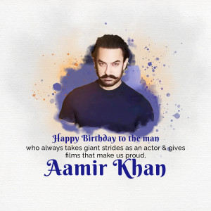 Portrait of Aamir Khan with birthday greetings