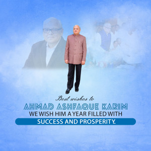Image of Ahmad Ashfaque Karim with a congratulatory message.