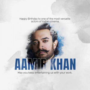 Portrait of Aamir Khan with birthday greetings