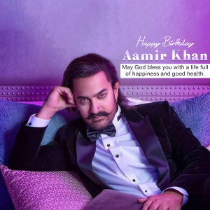 Aamir Khan portrait with birthday greeting