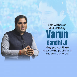Image of Varun Gandhi with birthday greetings.