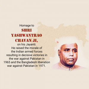 Portrait of Shri Yashwantrao Chavan Ji with a map of Maharashtra in the background