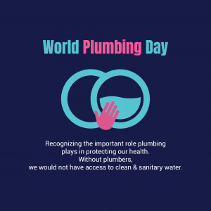 World Plumbing Day graphic with plumbing symbol and text