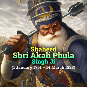 Portrait of Shaheed Shri Akali Phula Singh Ji, a Sikh warrior