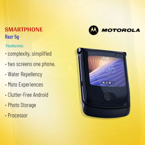 Motorola Razr 5g foldable smartphone with yellow background