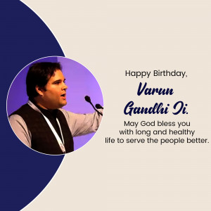Portrait of Varun Gandhi with birthday wishes