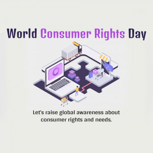 World Consumer Rights Day graphic with digital elements and a puzzle piece