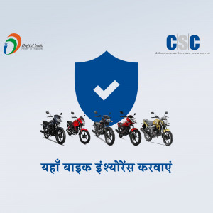 Image depicting bike insurance offered through Digital India and CSC with motorcycles.