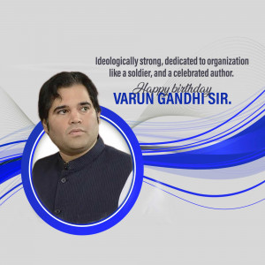 Portrait of Varun Gandhi with birthday greetings