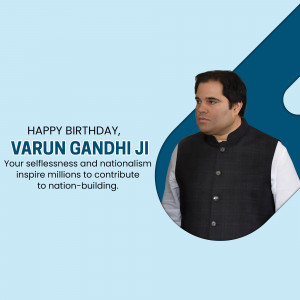 Portrait of Varun Gandhi with birthday wishes