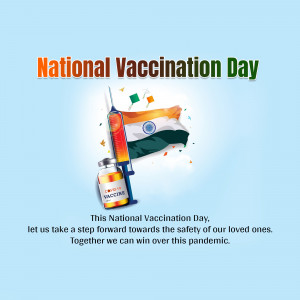 National Vaccination Day graphic with syringe and Indian flag