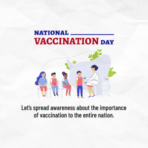 Illustration of children getting vaccinated by a healthcare worker on National Vaccination Day.