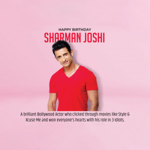 Birthday greeting for actor Sharman Joshi