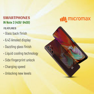 Micromax IN Note 2 (4GB/64GB) smartphone with glass back finish and AMOLED display