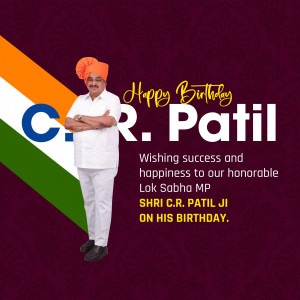 Birthday greeting for C.R. Patil with Indian flag background