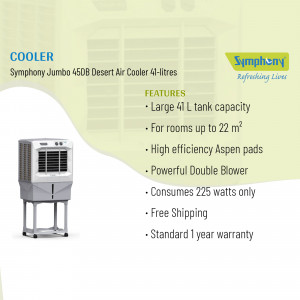 Symphony Jumbo 45DB Desert Air Cooler - 41 Litres