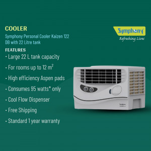 Symphony Kaizen 122 Personal Cooler with 22L tank