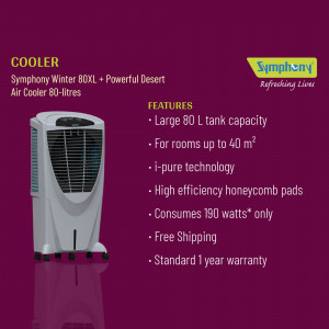 Symphony Winter 80XL+ Powerful Desert Air Cooler - 80 Litres