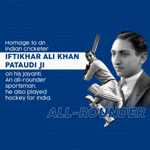 Portrait of Iftikhar Ali Khan Pataudi, an Indian cricketer and all-rounder.