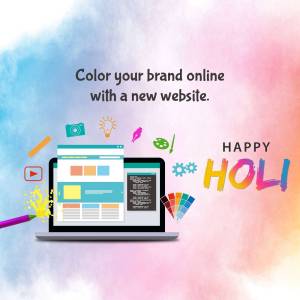 Happy Holi - Website Design Promotion Graphic For Telegram