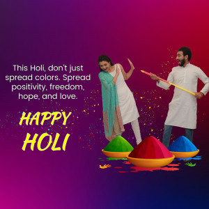 Couple celebrating Holi with colors and joy