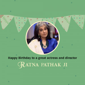 Portrait of Ratna Pathak Shah with birthday decorations