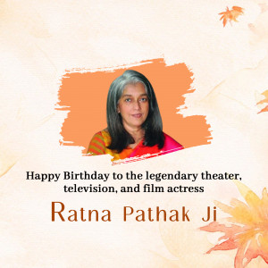 Portrait of Ratna Pathak Shah with birthday wishes
