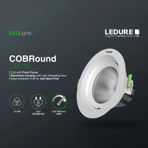 LEDure COBRound Series LED spotlight with heat dissipating fins