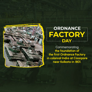 Image commemorating the foundation of the first Ordnance Factory in colonial India.