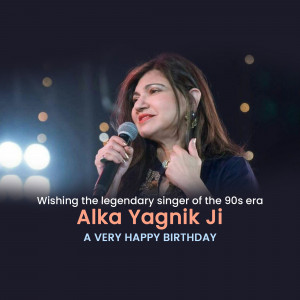 Alka Yagnik, a legendary Indian singer, holding a microphone and smiling.