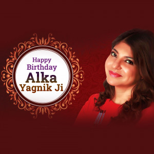 Portrait of Alka Yagnik with a birthday greeting
