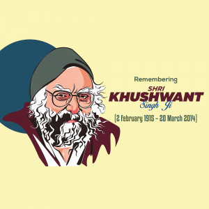 Portrait of Khushwant Singh, Indian author and journalist
